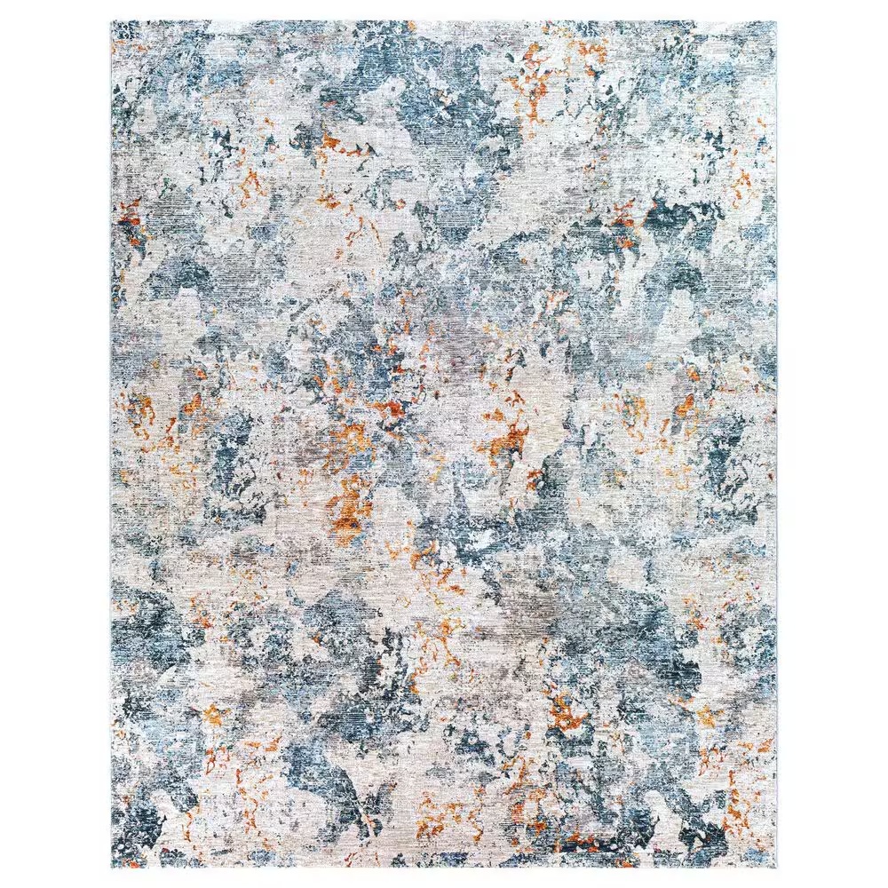Surya Laila LAA-2315 7'10" x 10'3" Teal, Sage, Orange, Saffron, Gray and Cream Area Rug