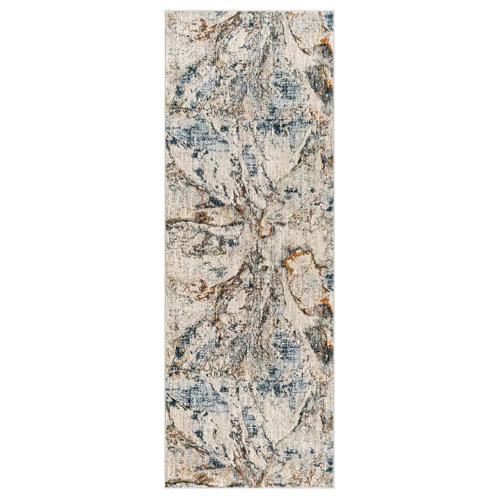 Surya LailaLAA-2316 2'7" x 7'3" Teal, Orange, Saffron, Gray, Beige and Cream Runner