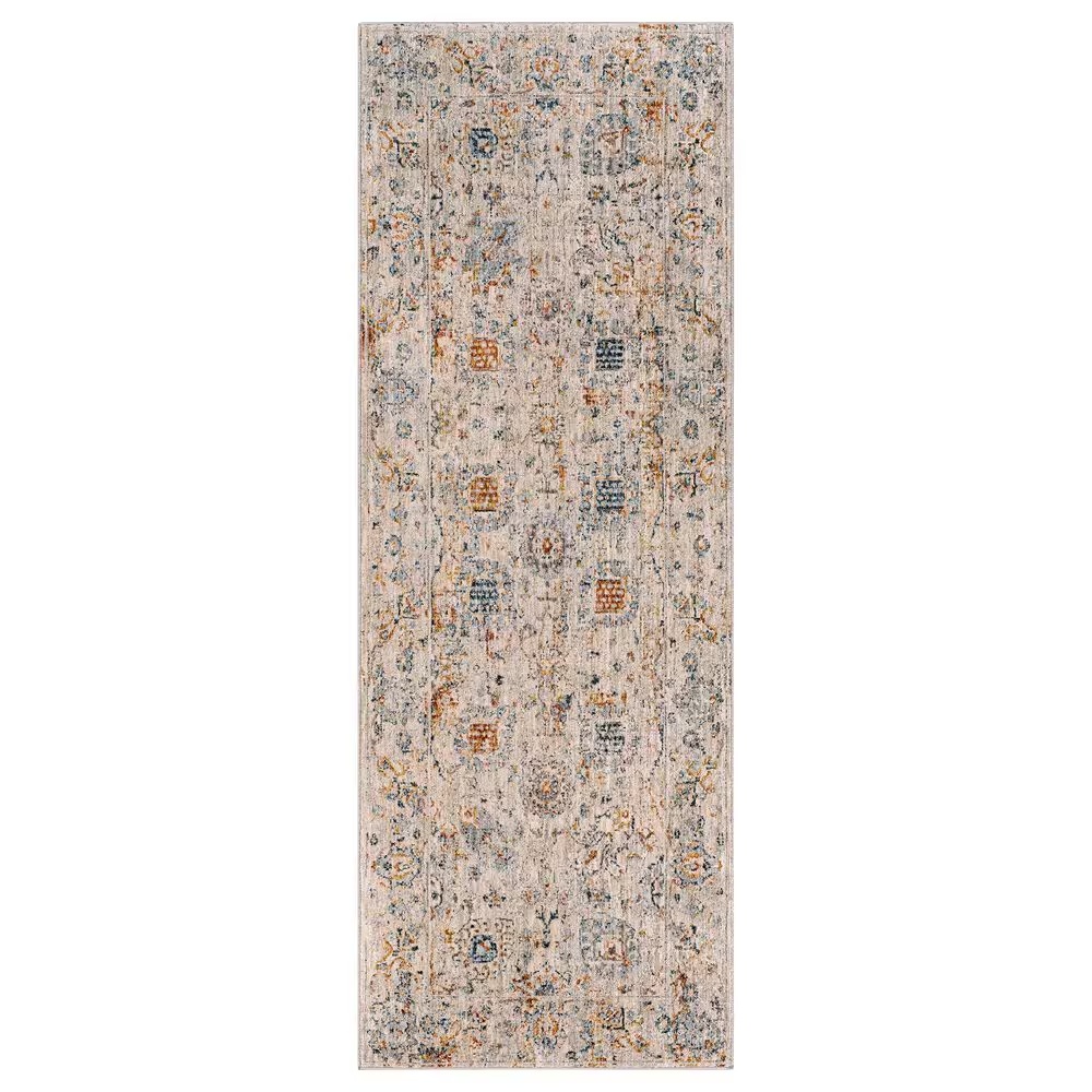 Surya Laila LAA-2317 2'7" x 10' Teal, Orange, Sage, Saffron, Gray and Cream Runner