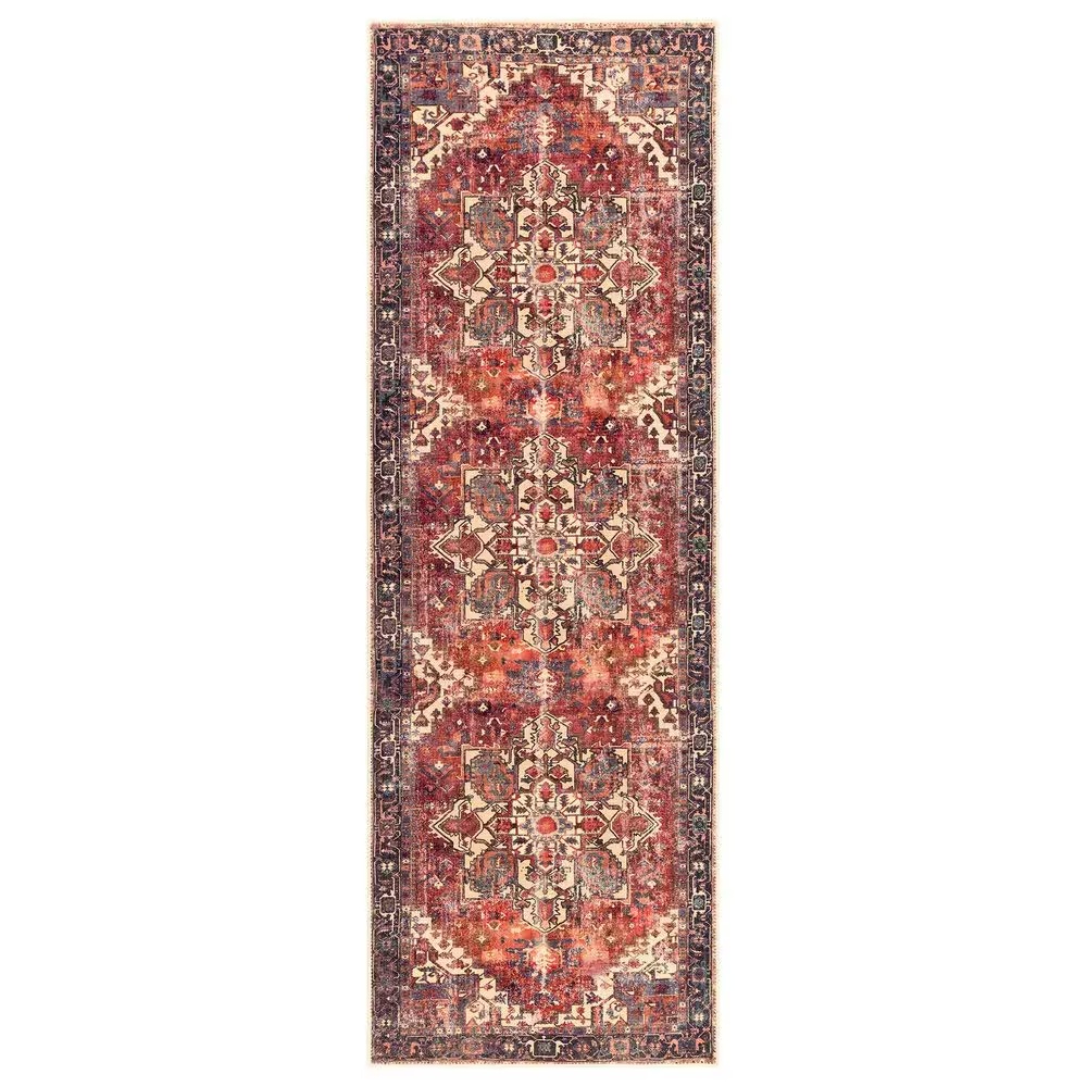 Surya Amelie AML-23082'7" x 7'10" Rust, Green, Butter, Denim, Purple, Rose and Clay Runner