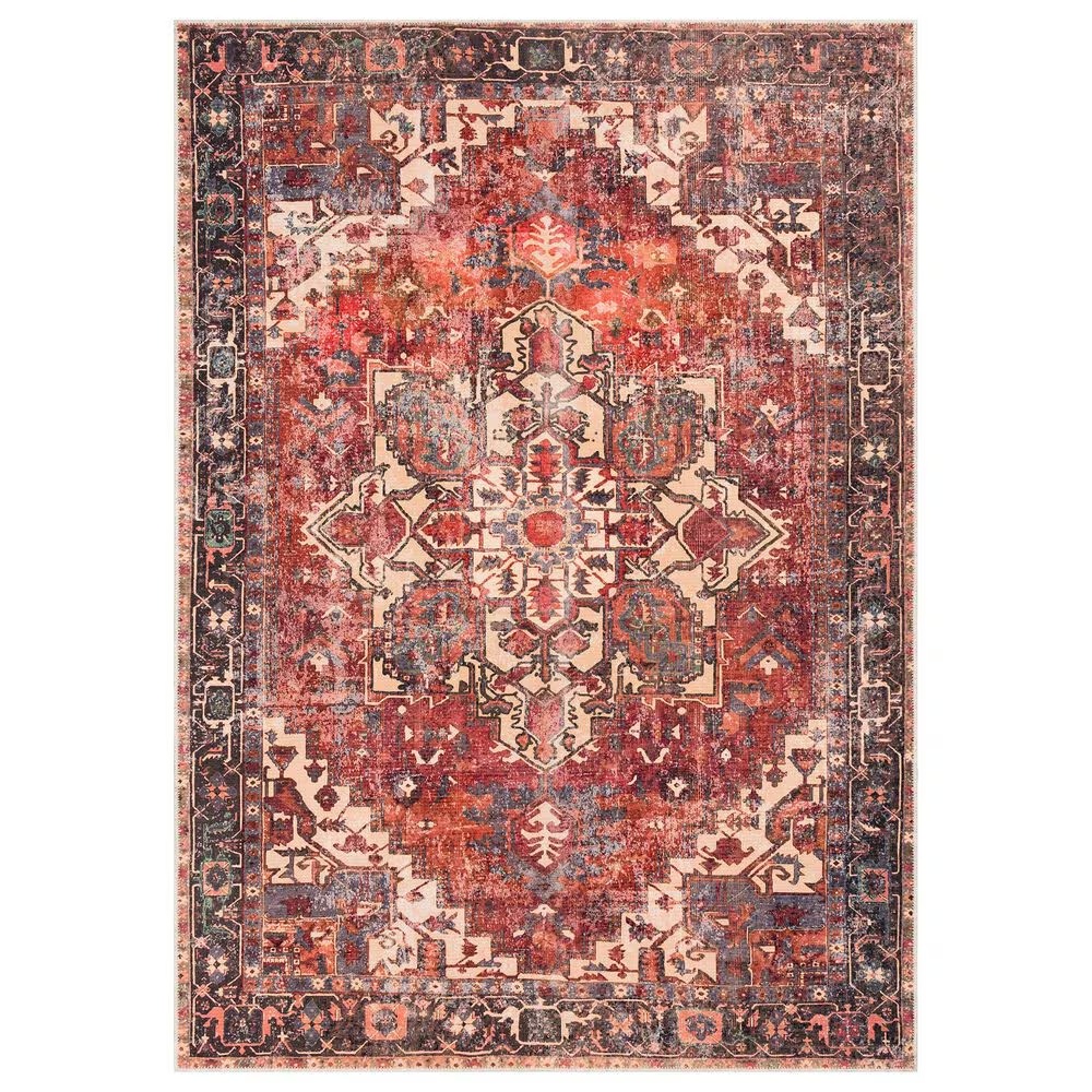 Surya Amelie AML-23086'7" x 9'2" Rust, Green, Butter, Denim, Purple, Rose and Clay Area Rug
