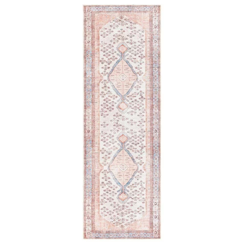 Surya Amelie 2'7" x 7'10" Blush, Ivory, Aqua, Peach, Camel and Charcoal Runner