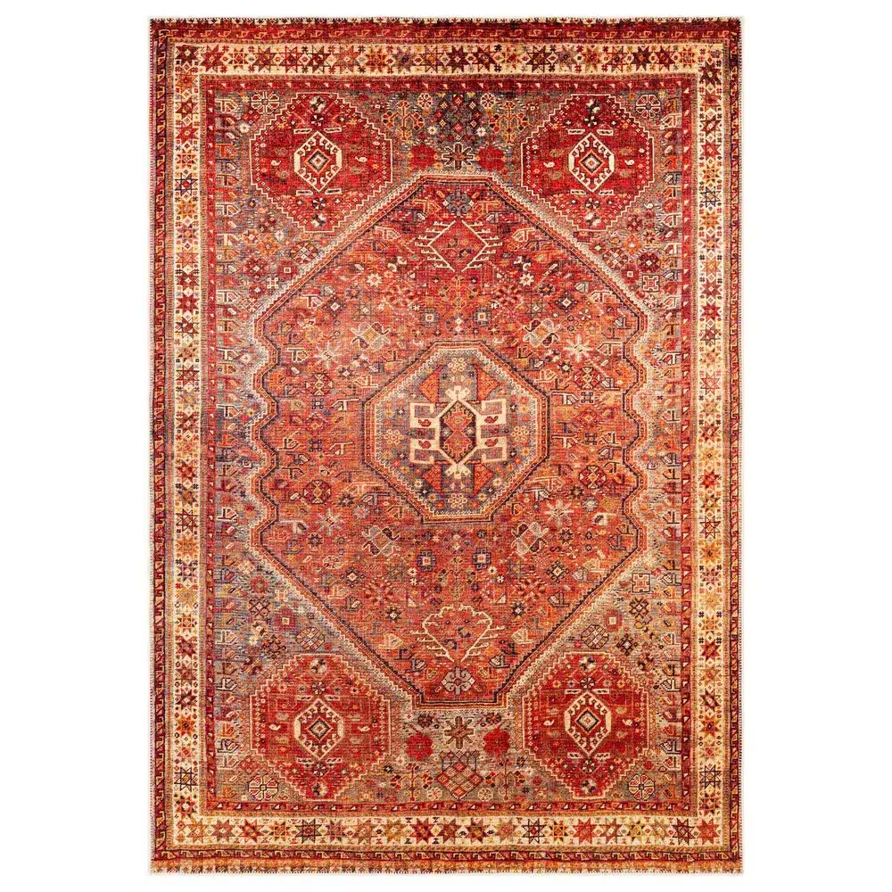 Surya Amelie AML-2339 7'10" x 10'2" Red, Orange, Brick, Saffron, Charcoal and Wheat Area Rug