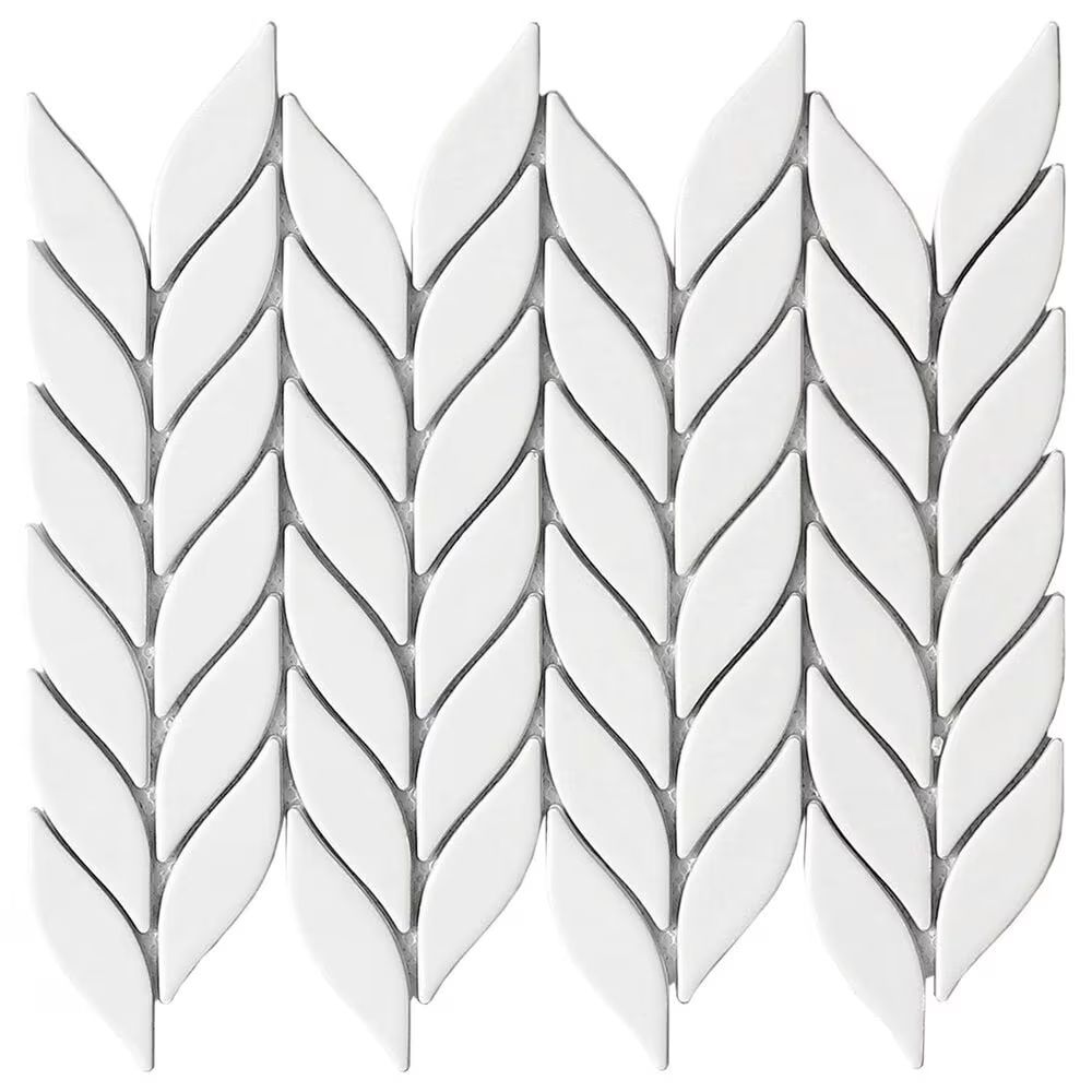 Emser Mythos White 11" x 13" Petal Ceramic Mosaic Sheet in White