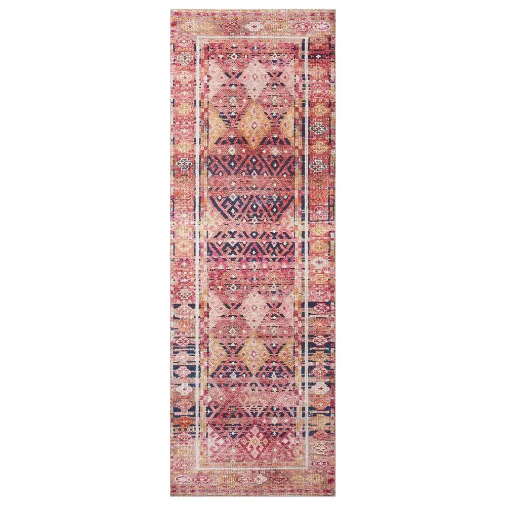 Loloi II Layla2'6" x 12' Magenta and MulticolorRunner