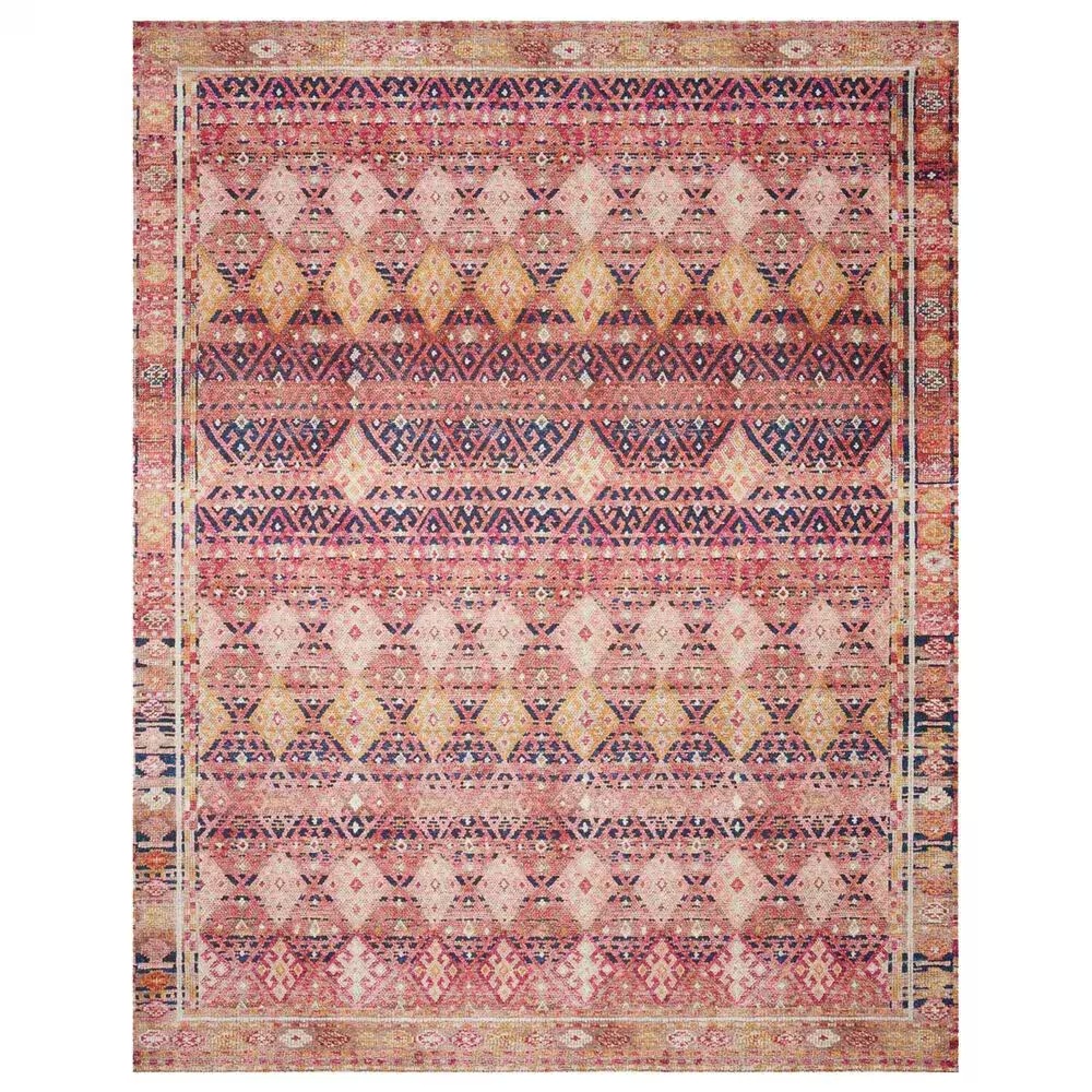 Loloi II Layla7'6" x 9'6" Magenta and Multicolor Area Rug
