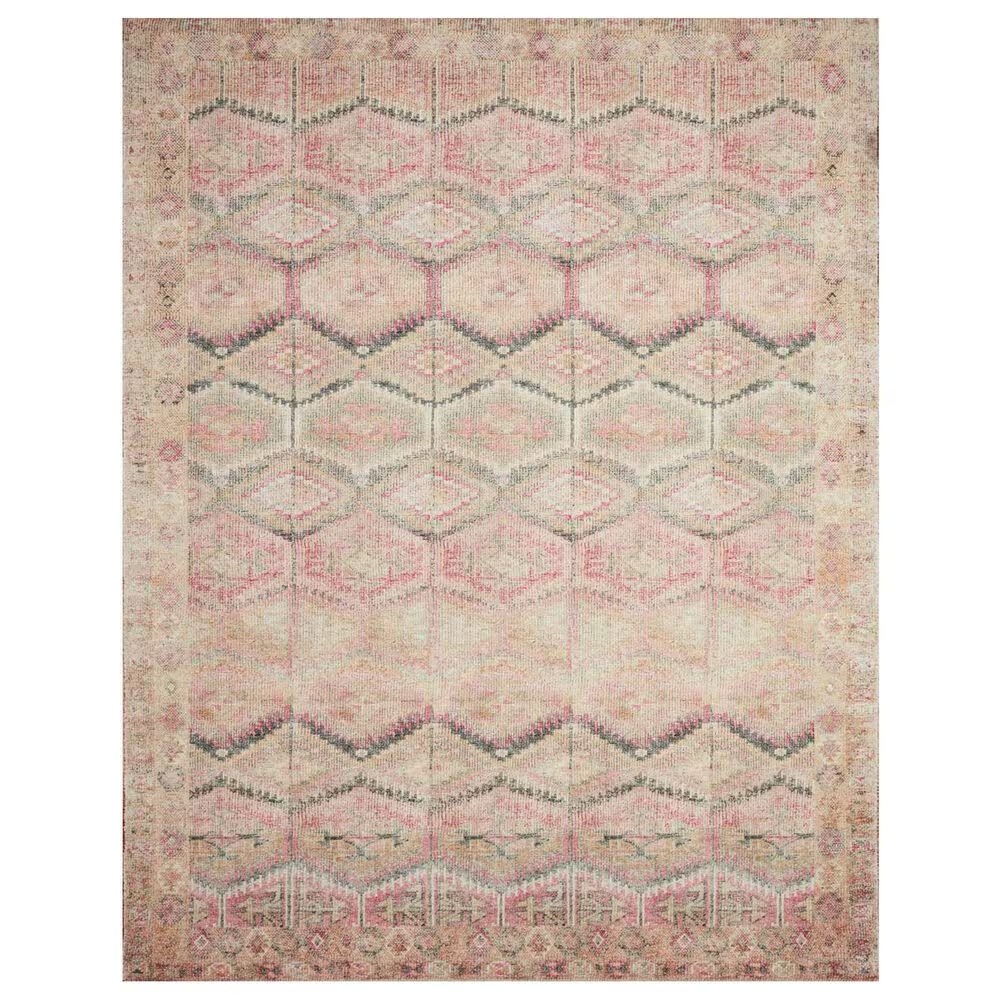 Loloi II Layla7'6" x 9'6" Pink and Lagoon Area Rug