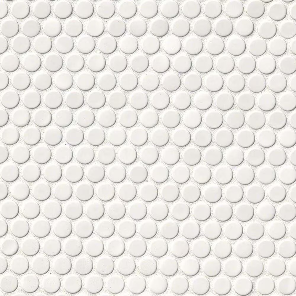 MS International White Glossy 12" x 12" Penny Round Mosaic Tile