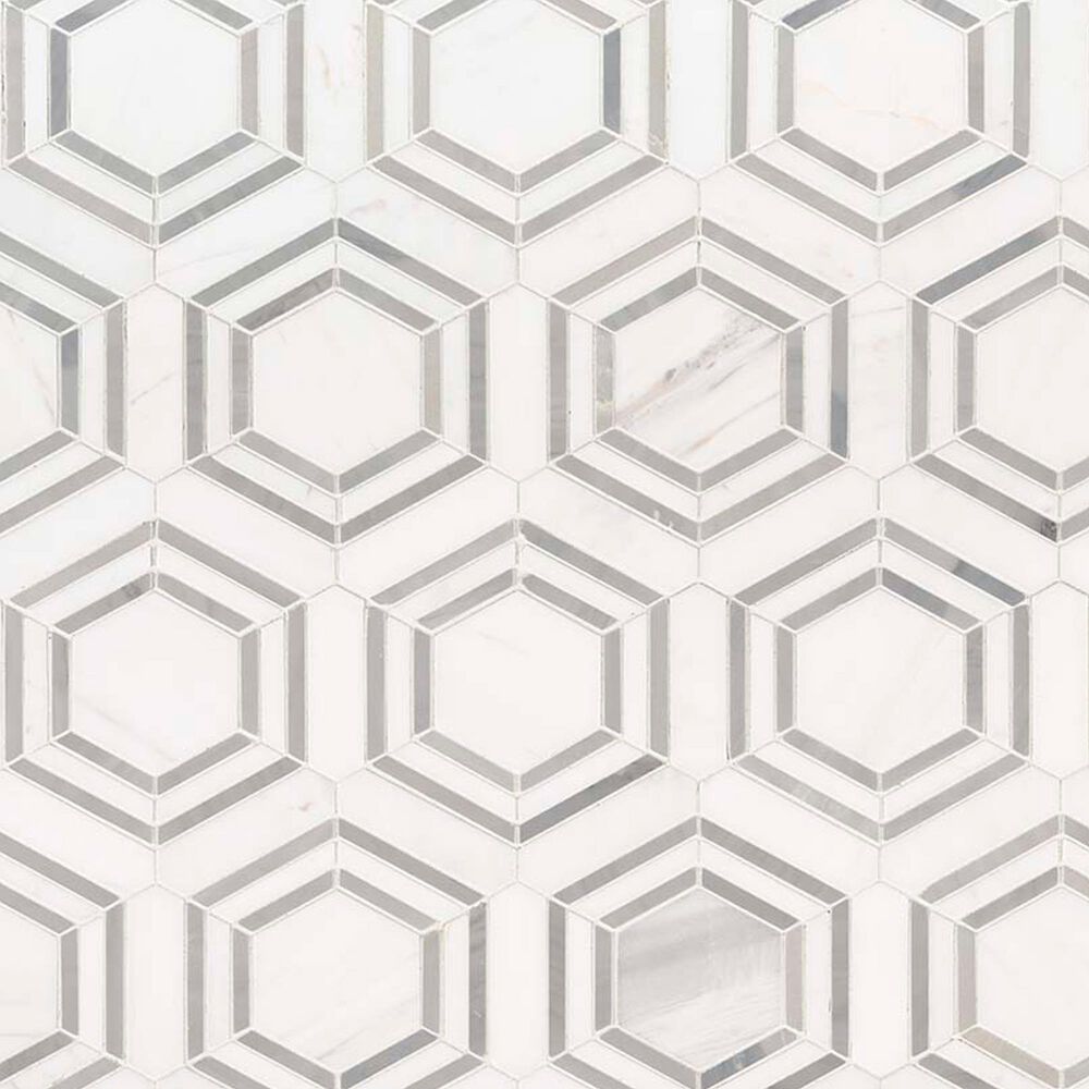 MS International Georama Grigio 2" x 2" Hexagon on 13" x 15" Marble Mosaic Sheet
