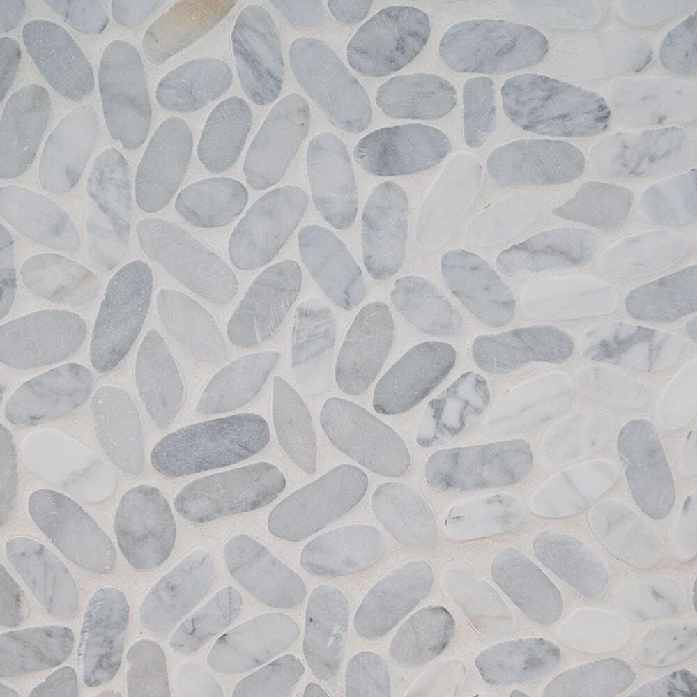 MS International Carrara White Sliced Pebble 12" x 12" Marble Mosaic Sheet
