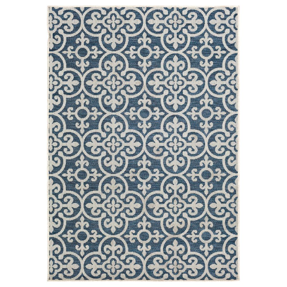 Central Oriental New Zealand Need 5'3" x 7'7" Cobalt and Ecru Area Rug