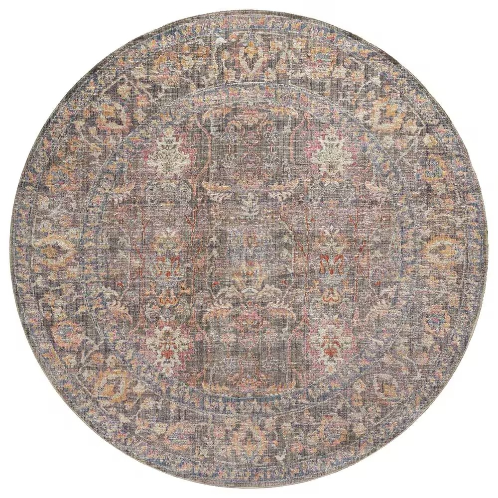 Chris Loves Julia x Loloi Rosemarie 7'9" Round Stone and Multicolor Area Rug