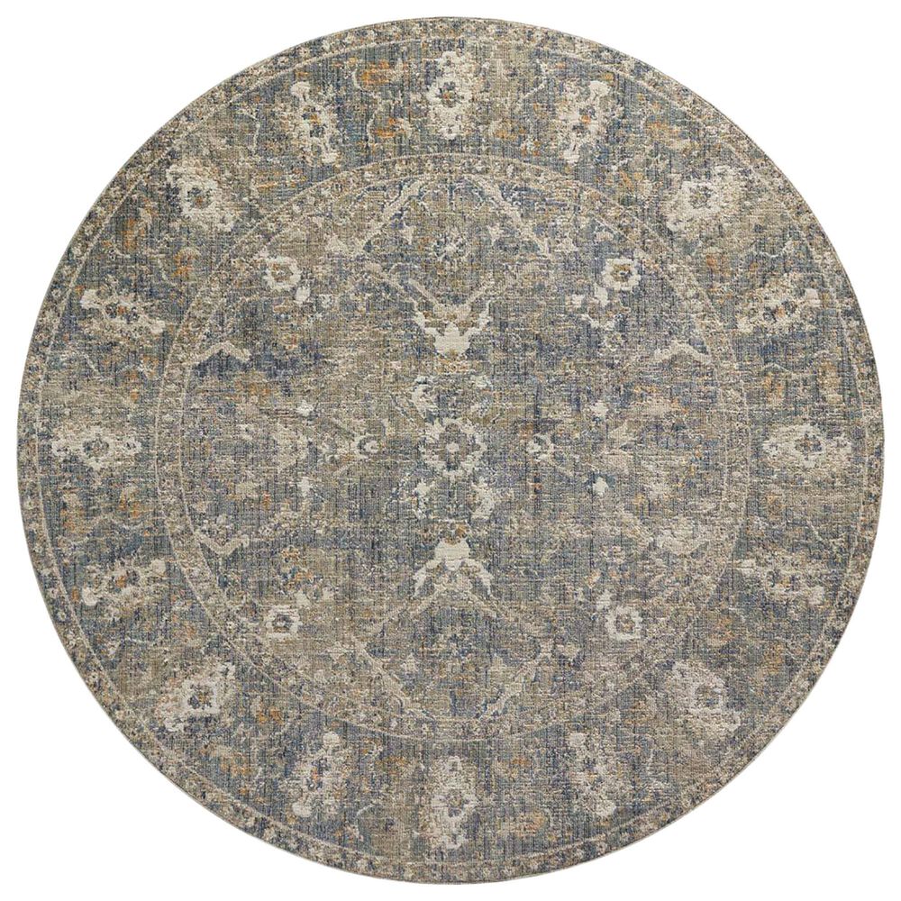 Chris Loves Julia x Loloi Rosemarie 5' Round Sand and Lagoon Area Rug