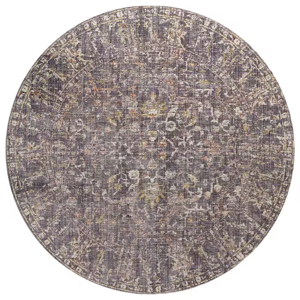 Chris Loves Julia x Loloi Rosemarie 5' Round Graphite and Multicolor Area Rug
