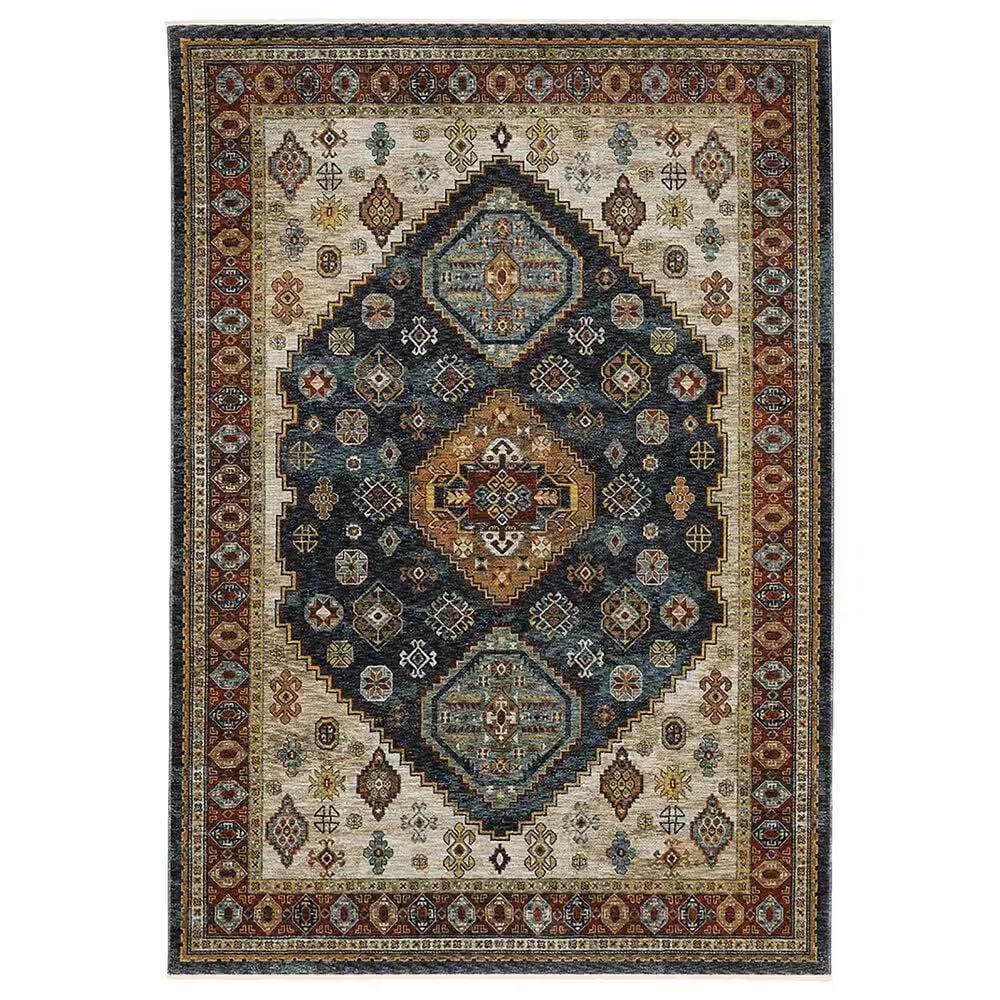 Oriental Weavers Aberdeen Tribal Border 3'3" x 5' Blue Area Rug