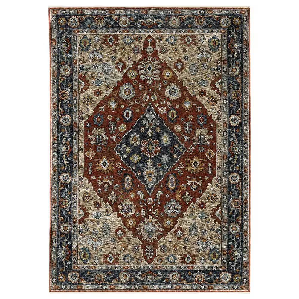 Oriental Weavers Aberdeen Aztec Medallion 6'7" x 9'6" Red Area Rug