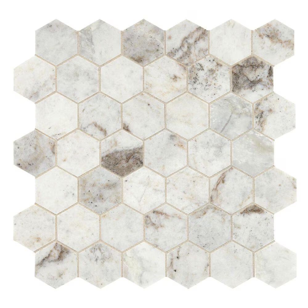 Marazzi Presario Lumen White 2" x 2" Hexagon on 12" x 12" Marble Mosaic Sheet