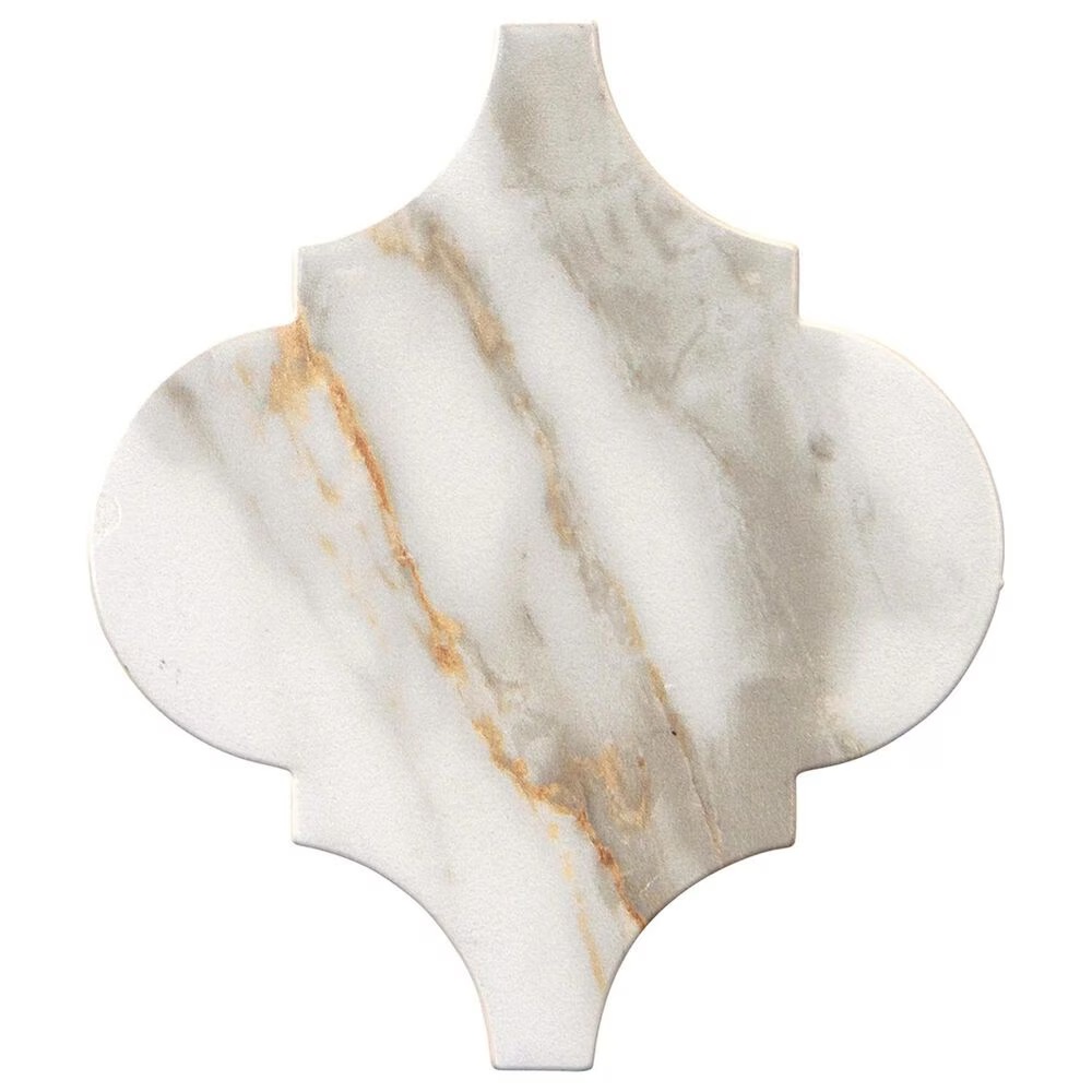 Marazzi Marble Obsession5" x 6" Arabesque Porcelain Tile in Calacatta Gold