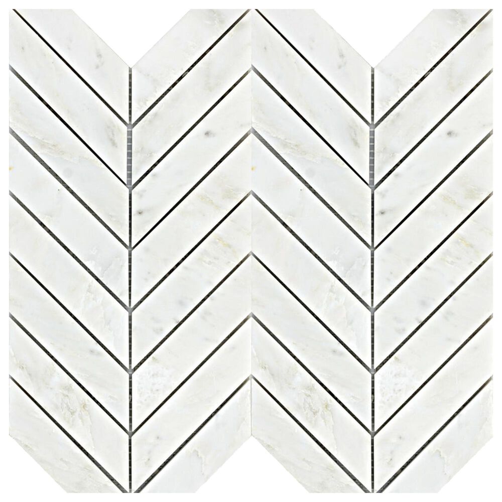 Emser Winter Frost 12" x 12" Chevron Marble Mosaic Sheet