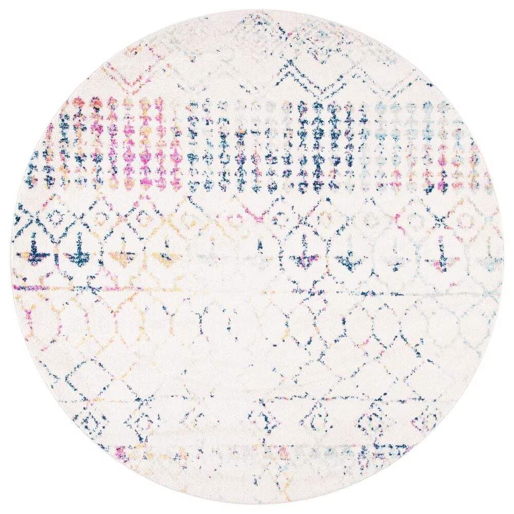 Safavieh Tulum6'7" Round Ivory and Blue Area Rug