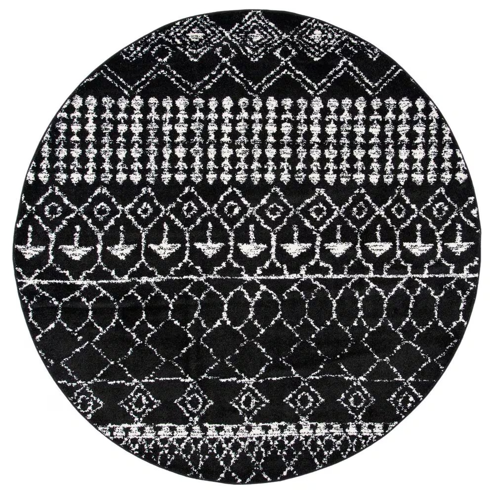 Safavieh Tulum 3' Round Black and Ivory Area Rug