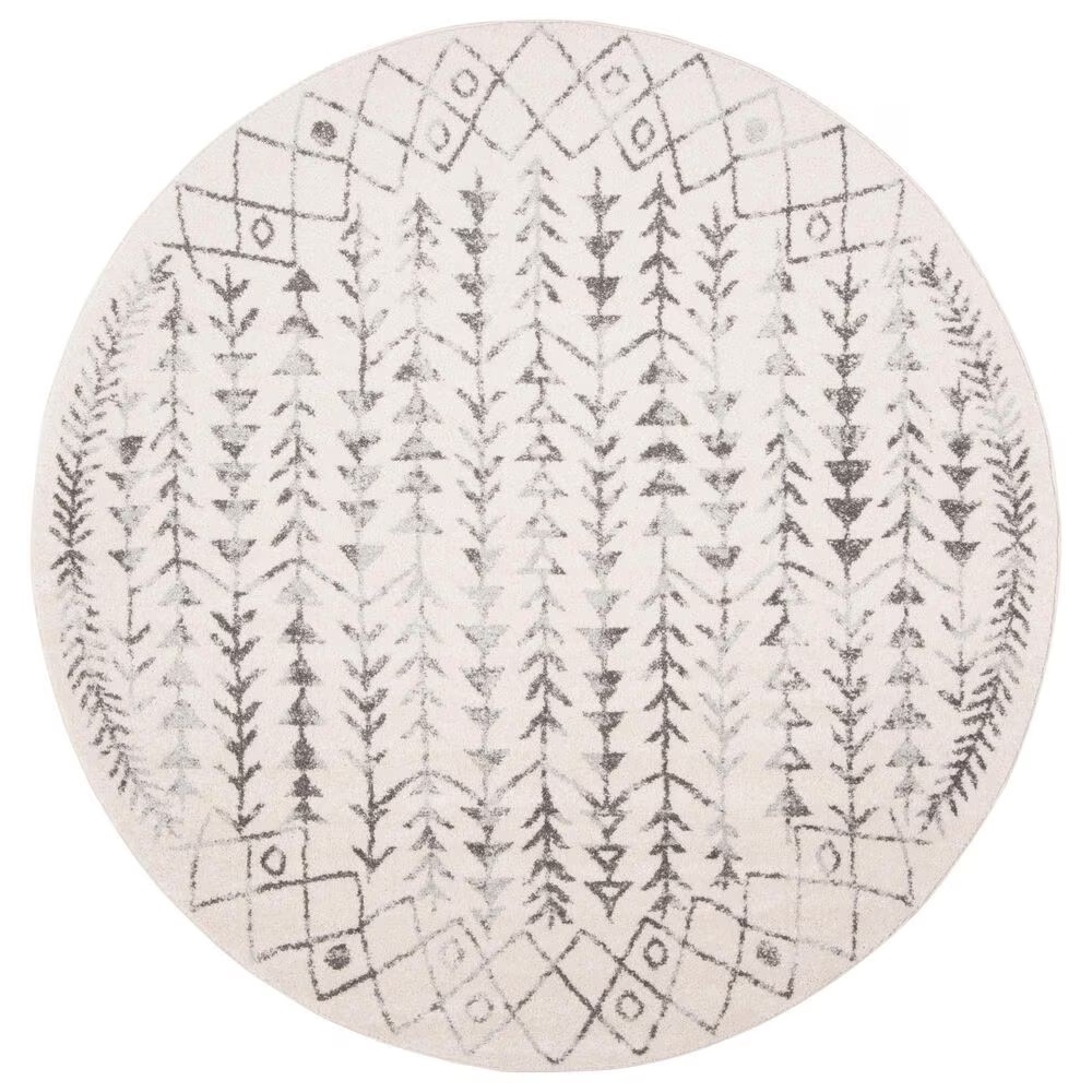 Safavieh Tulum TUL262A 6'7" Round Ivory and Grey Area Rug