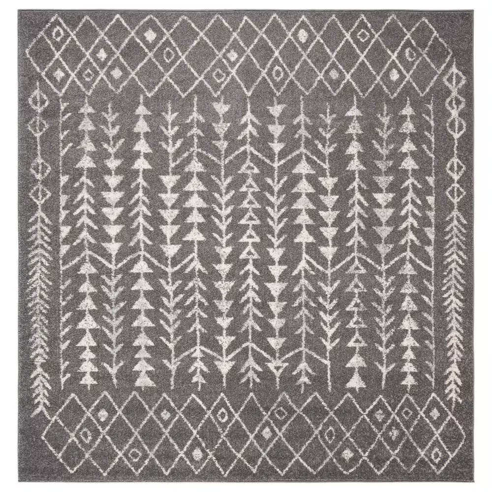 Safavieh Tulum 5' Square Ivory and Dark Grey Area Rug
