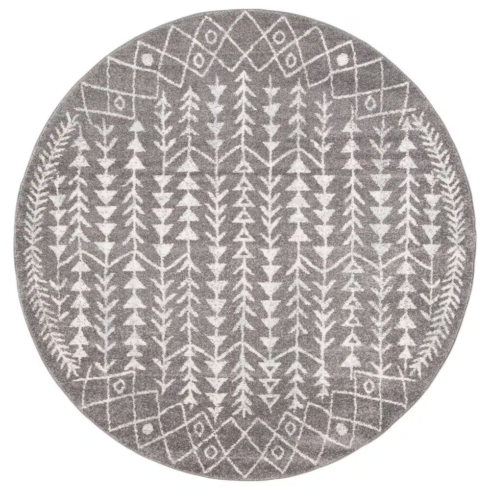 Safavieh Tulum6'7" Round Ivory and Dark Grey Area Rug