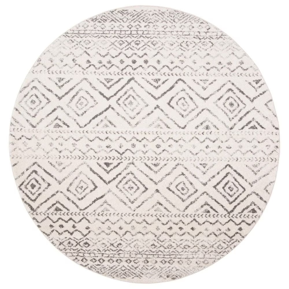 Safavieh Tulum Transitional 9' Round Ivory and Grey Area Rug