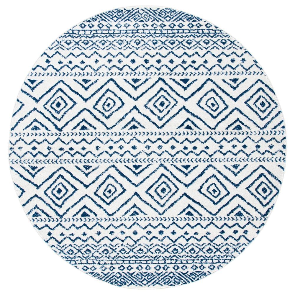 Safavieh Tulum Transitional6'7" Round Ivory and Navy Area Rug