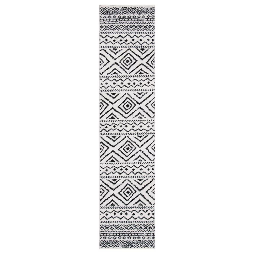 Safavieh TulumTransitional 2' x 9' Ivory and Black Runner