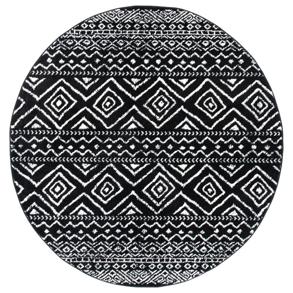Safavieh Tulum Traditional6'7" Round Black and Ivory Area Rug