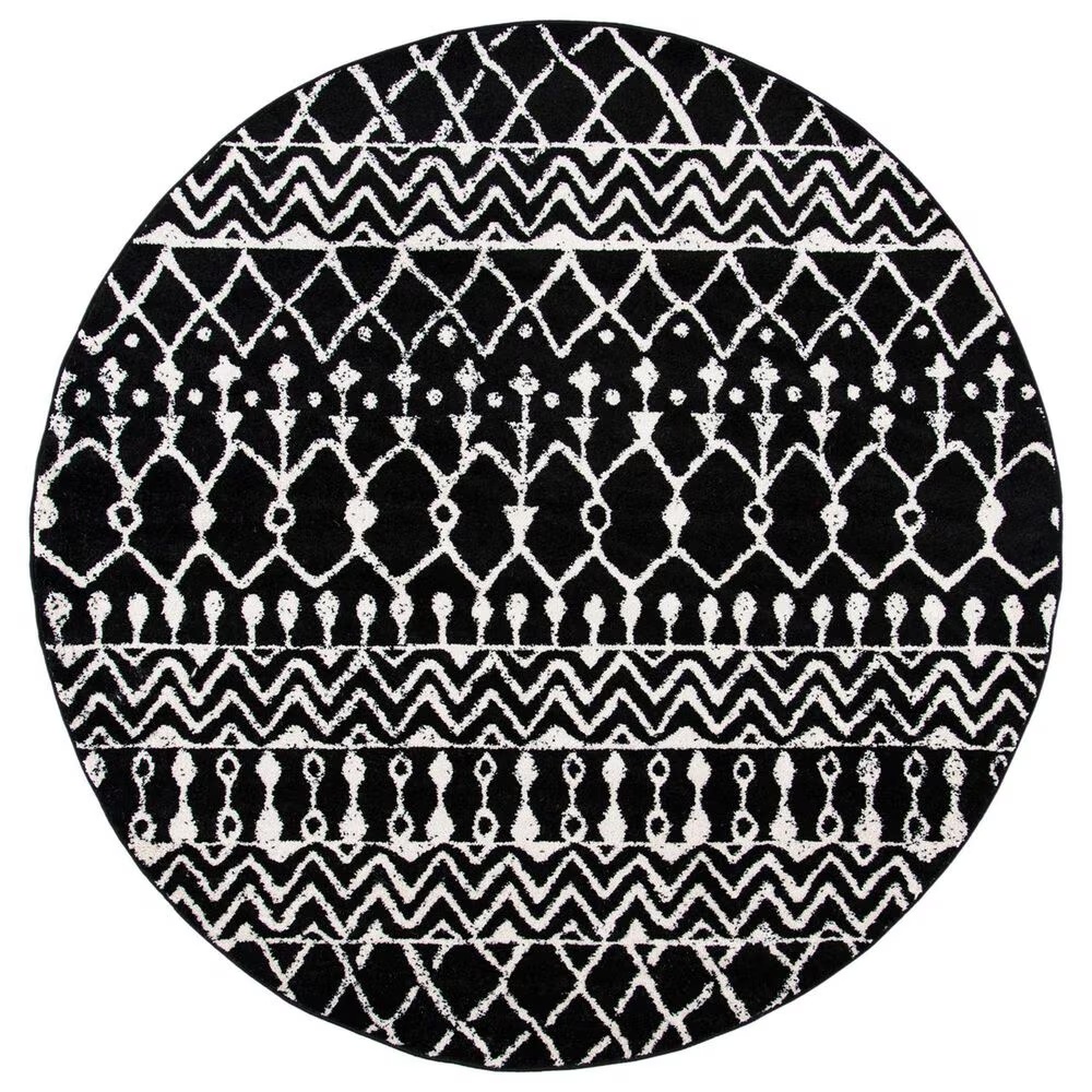 Safavieh Tulum TUL270 6'7" Round Black and Ivory Area Rug