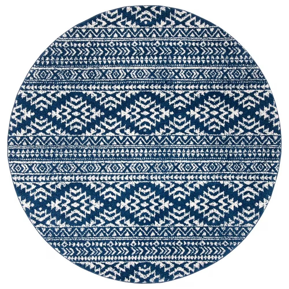 Safavieh Tulum Bohemian 6'7" Round Navy and Ivory Area Rug
