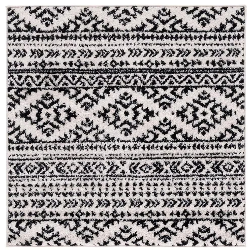 Safavieh Tulum Bohemian 3' Square Black and Ivory Area Rug