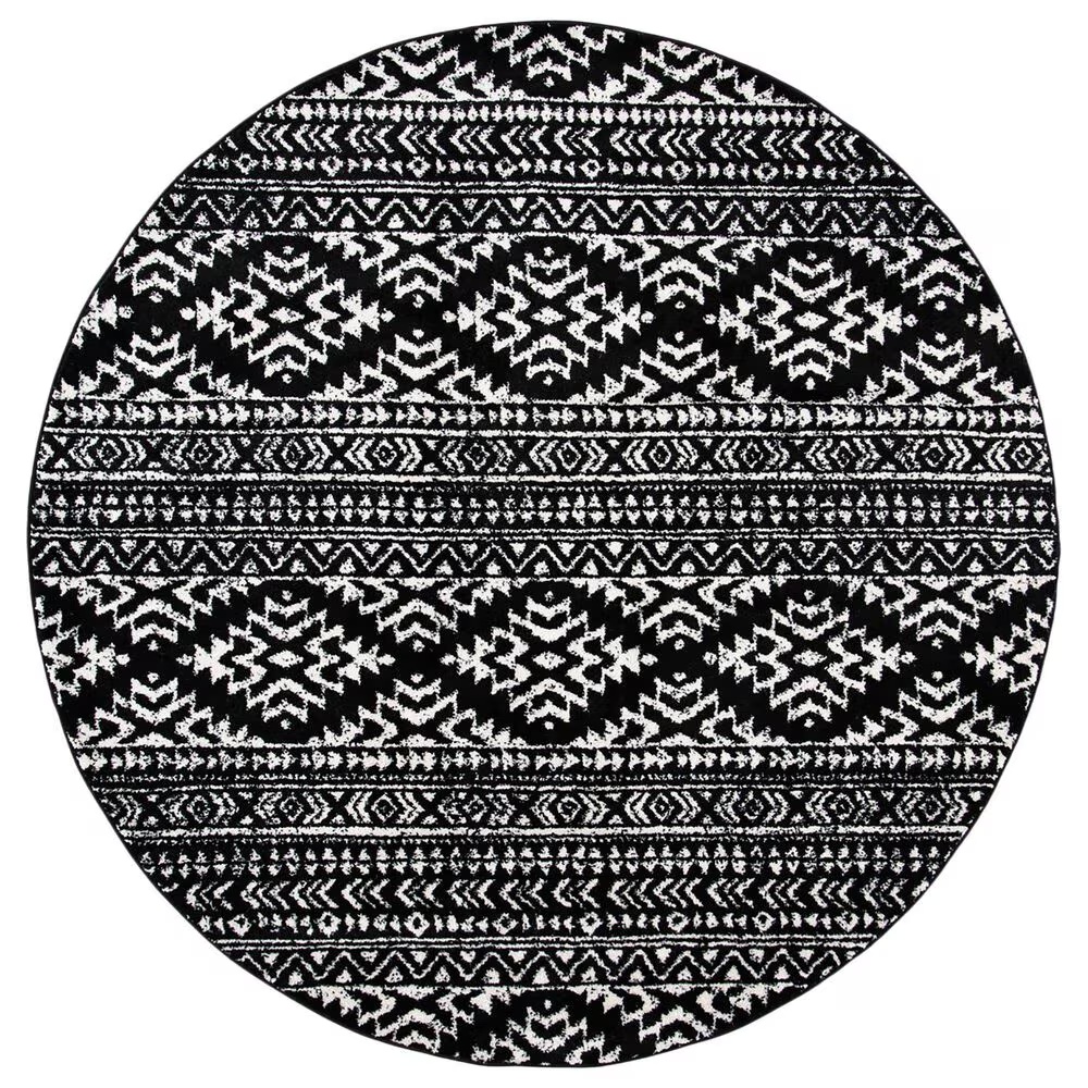 Safavieh Tulum Bohemian 5' Round Black and Ivory Area Rug