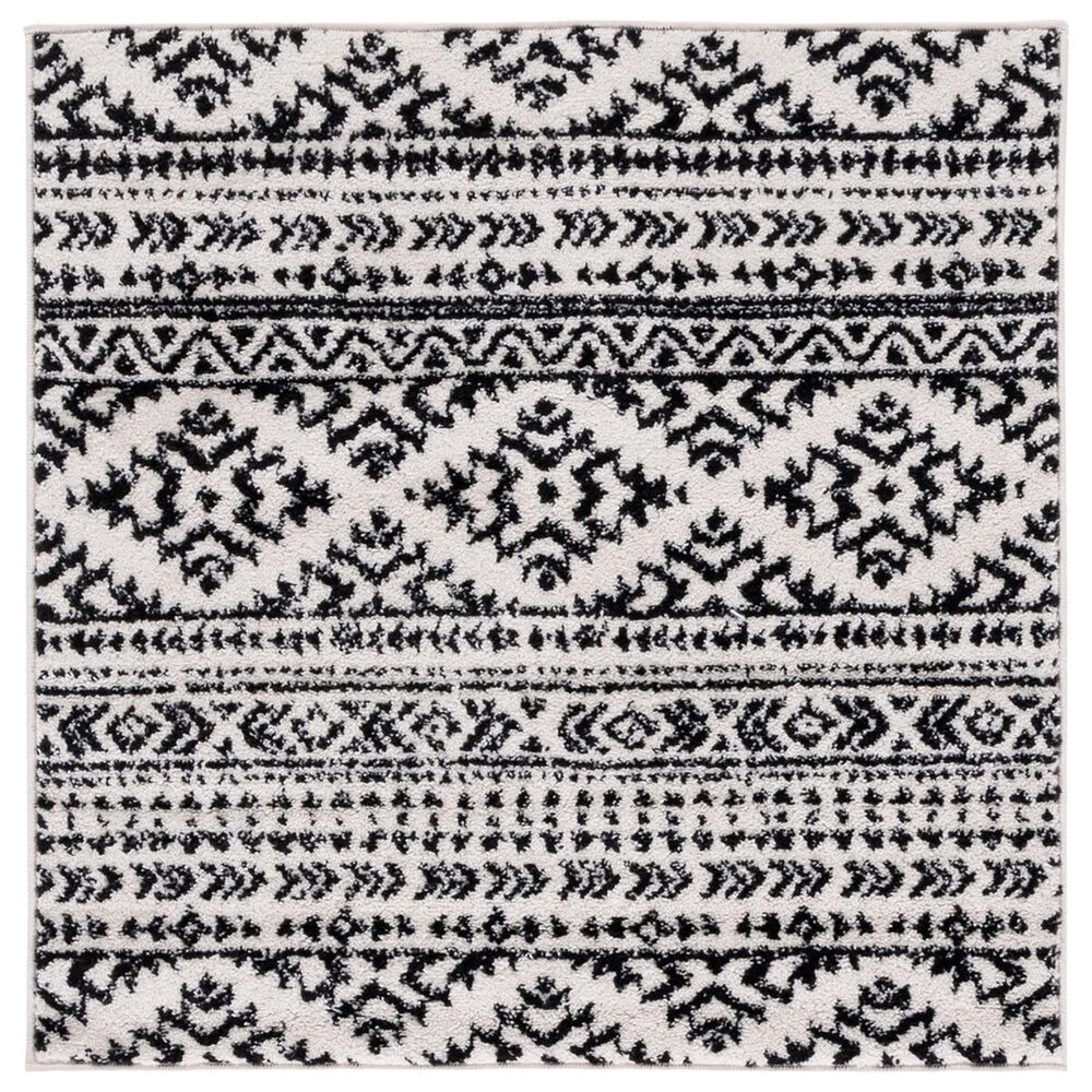 Safavieh Tulum Bohemian 5' Square Black and Ivory Area Rug