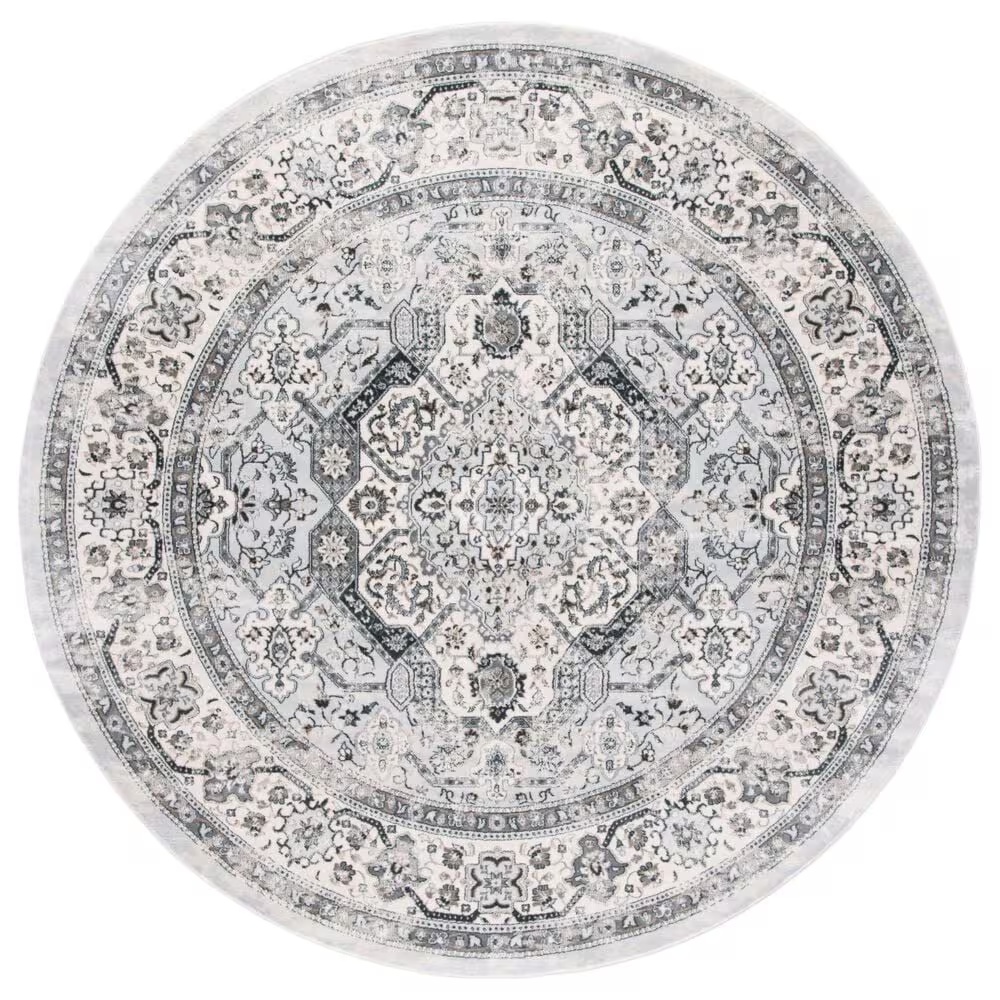 Safavieh Isabella 6'7" Round Dark Grey and Cream Area Rug