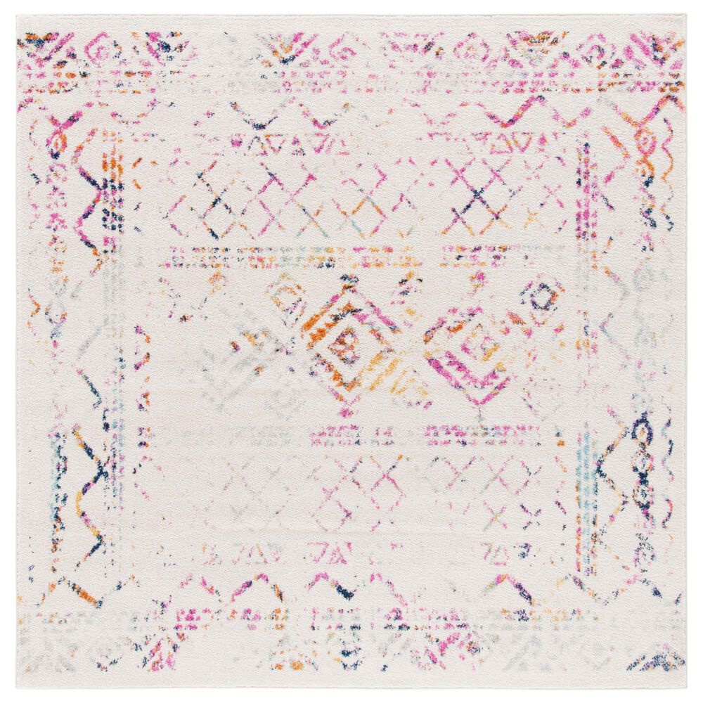 Safavieh Tulum TUL268E 6'7" Square Ivory and Fuchsia Area Rug