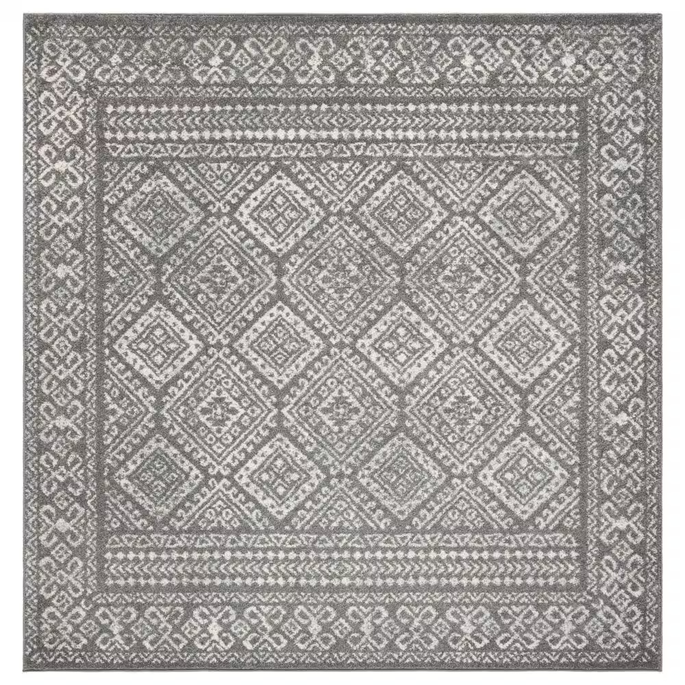 Safavieh Tulum TUL264F 6'7" Square Dark Grey and Ivory Area Rug