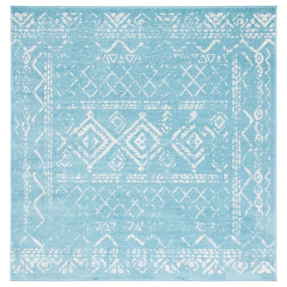 Safavieh Tulum TUL268K 6'7" Square Turquoise and Ivory Area Rug