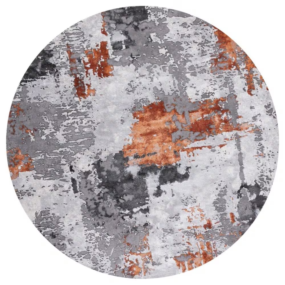 Safavieh Craft CFT820P 4' Round Grey and Orange Area Rug