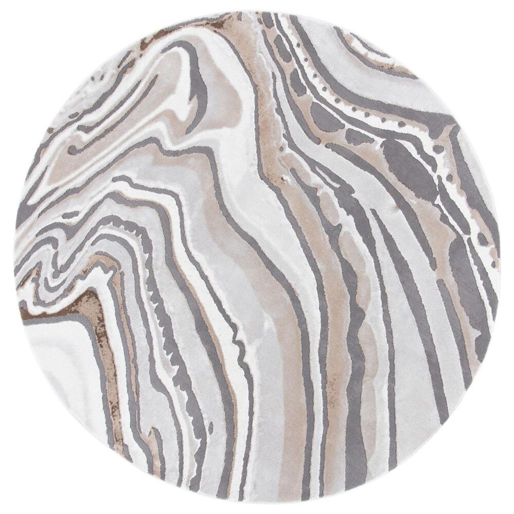 Safavieh Craft CFT843D 6'7" Round Gold and Grey Area Rug
