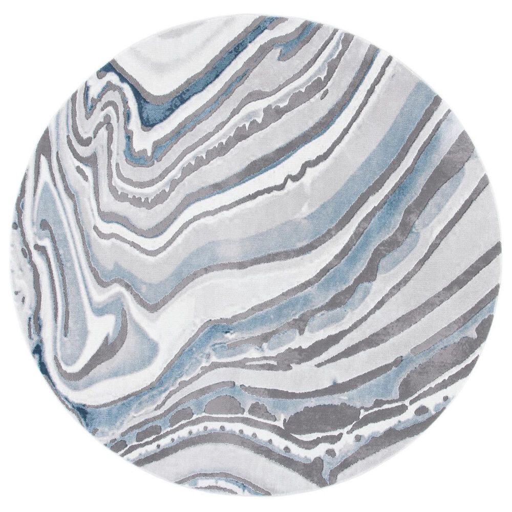 Safavieh Craft CFT843M 6'7" Round Blue and Grey Area Rug