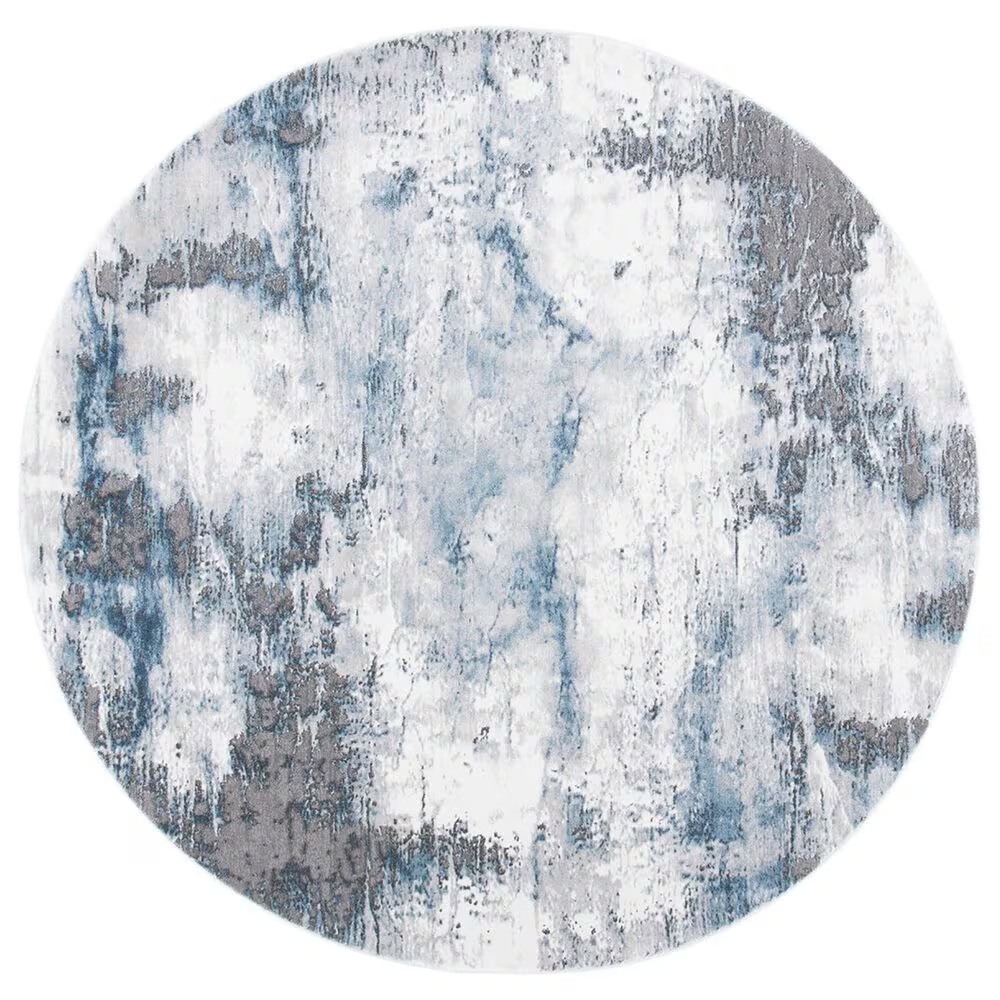 Safavieh Craft CFT850M 6'7" Round Blue and Grey Area Rug
