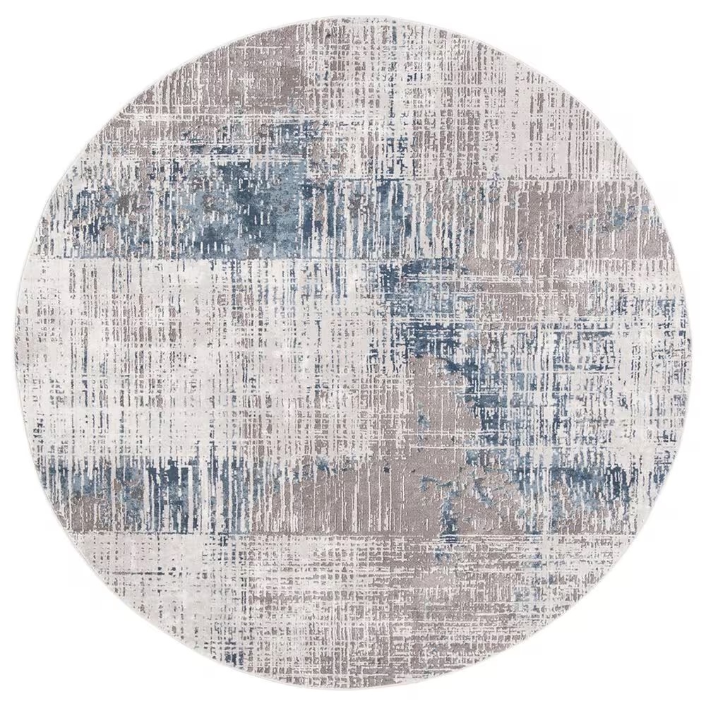 Safavieh Craft CFT874F 6'7" Round Grey and Blue Area Rug