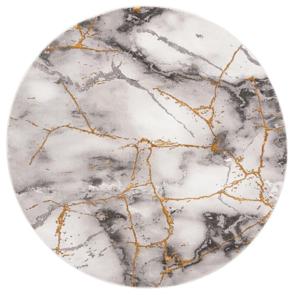 Safavieh Craft CFT877F 12' Round Grey and Gold Area Rug