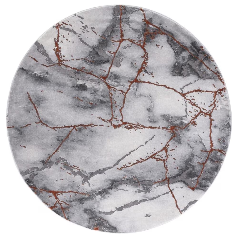 Safavieh Craft CFT877P 4' Round Grey and Orange Area Rug