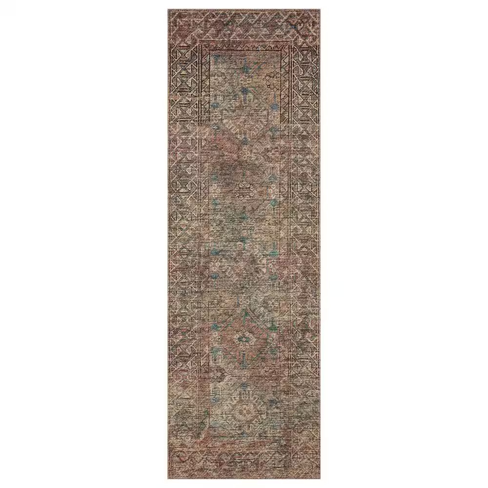 Amber Lewis x Loloi Billie 2'6" x 7'6" Aqua and Rust Runner