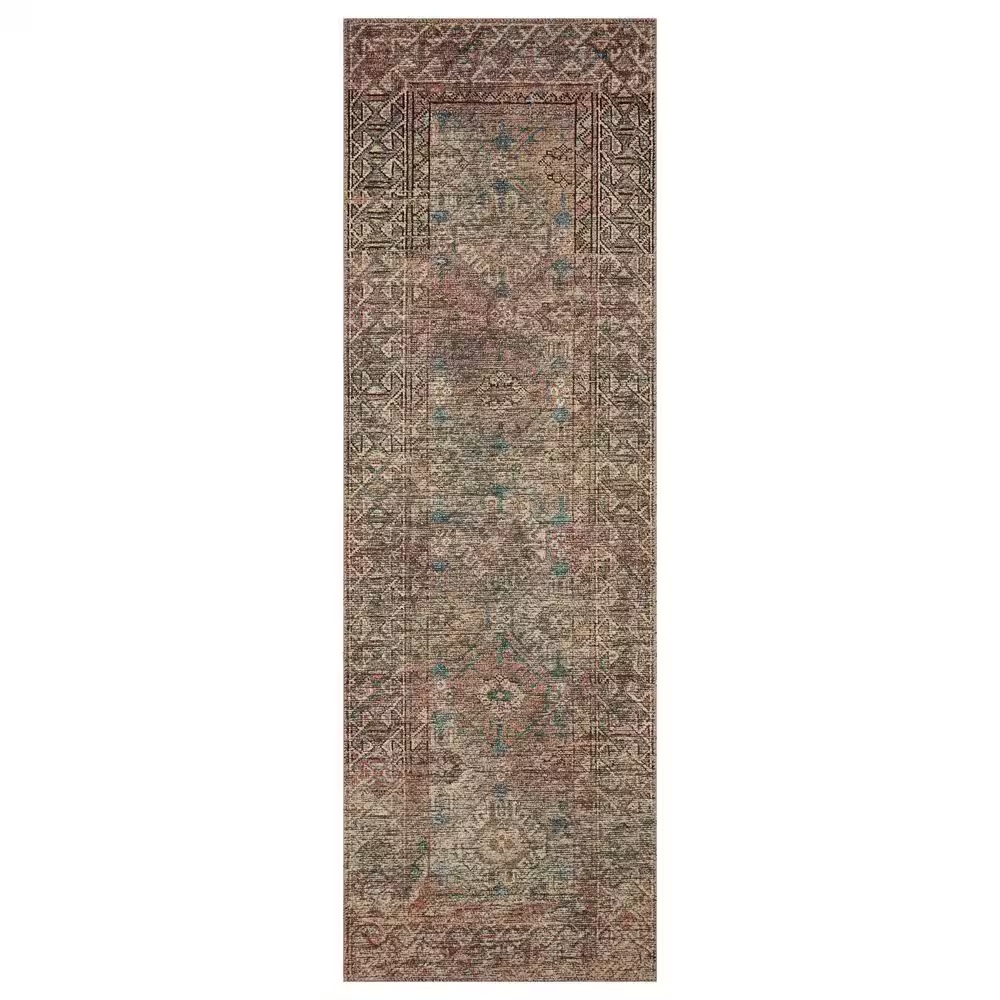 Amber Lewis x Loloi Billie 2'6" x 12' Aqua and Rust Runner